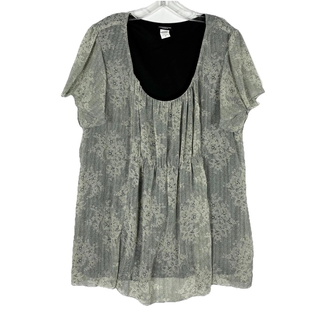 Nwot Perseption Sheer Lined Blouse 3X Plus Size Boho Indie Coastal Grandma